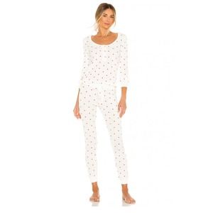 Plush Sleepwear Heart Print Thermal Pajama Set Size XS